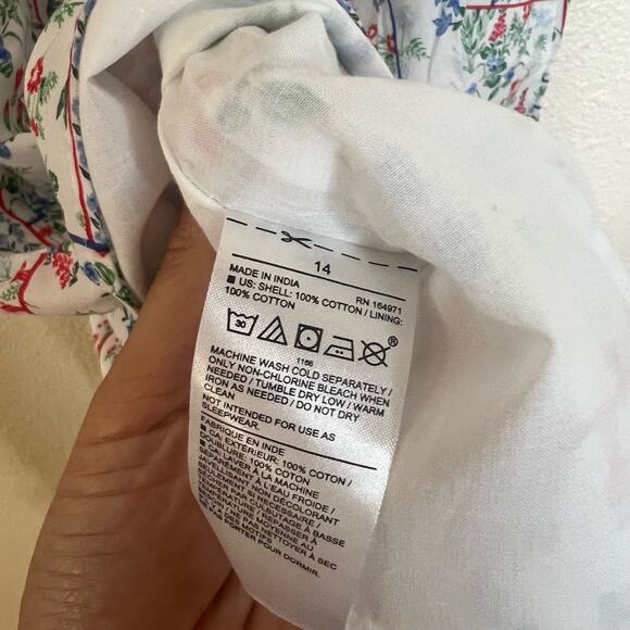 JANIE AND JACK Big Girl Dress Size 14 White Red Blue Floral Patchwork Summer NEW - Picture 7 of 8